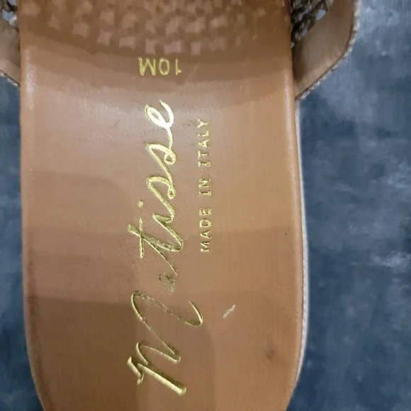 Matisse Sandals Womens 10M Beige Raffia Crochet Platform Slide Made In Italy - Picture 9 of 9